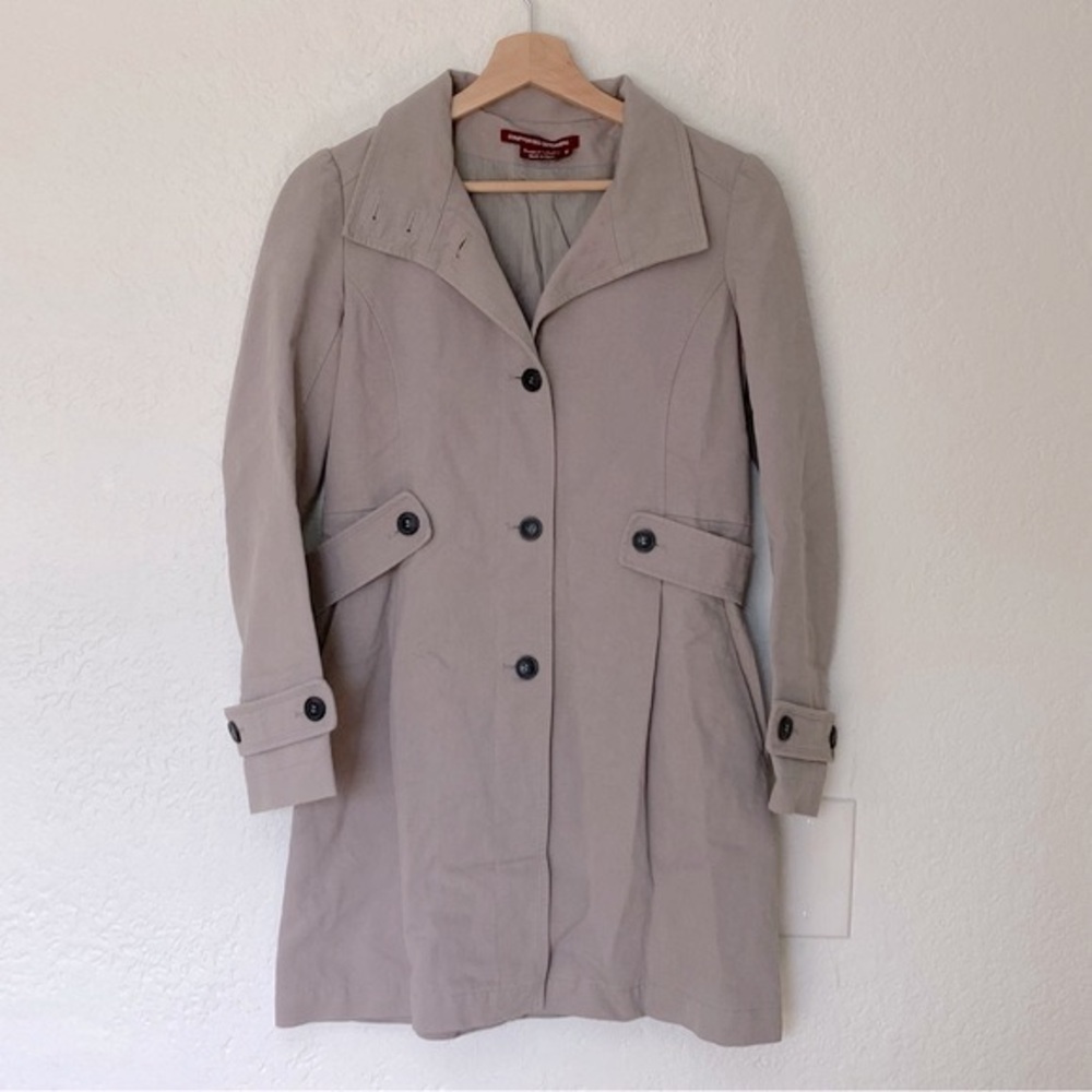 Comptoir Des Cotonniers Gray Trench Coat, Size 14